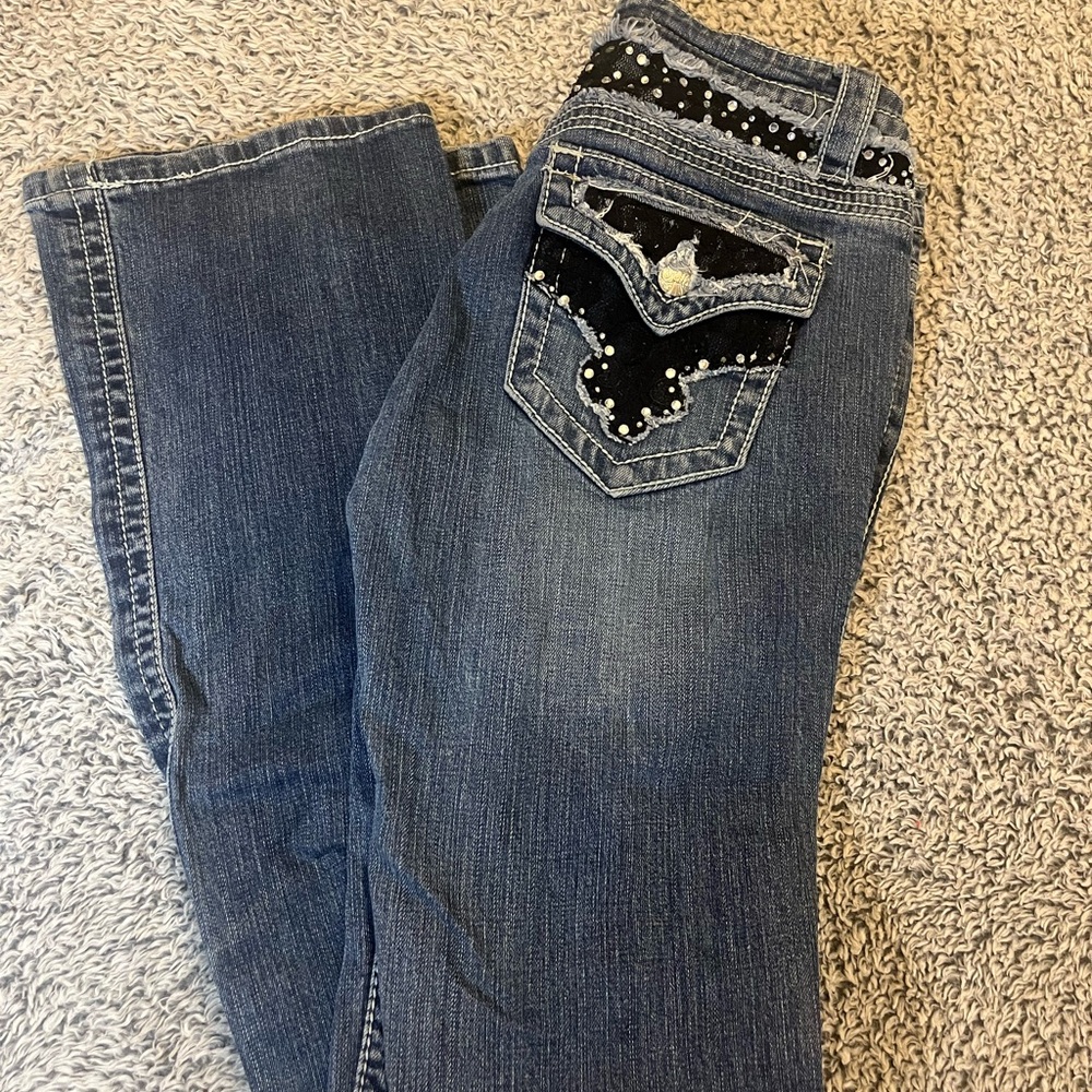 Cello Blue Boot Cut Jeans with Decorative Back